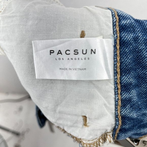 Pacsun Ripped Blue Medium Wash High Rise Short Size 24 - Picture 4 of 4
